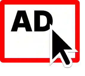 A white red-outlined box with the word 'AD' and a cursor hovering on top of it.